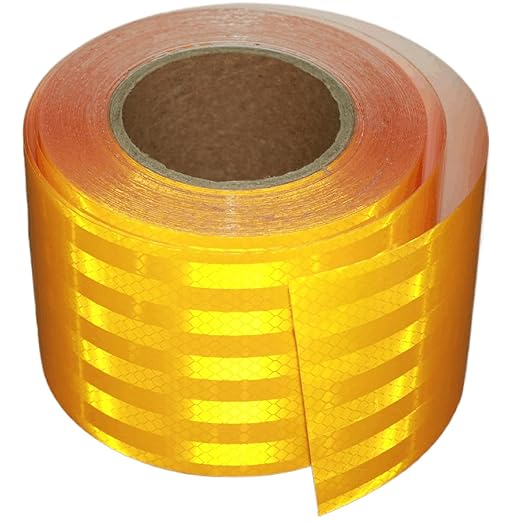 Non Fading Yellow Reflective Tape Outdoor Waterproof 4 inch, High Visibility Warning Industrial Marking Tape, Safety Stickers (68 feet)