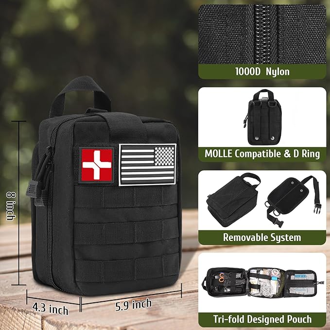 170 PCS Survival Kits, Survival First Aid Kit with Essential Survival Gear Emergency Medical Supplies for Hiking Camping Backpacking Outdoor Adventure, Gifts for Him Dad Men Christmas