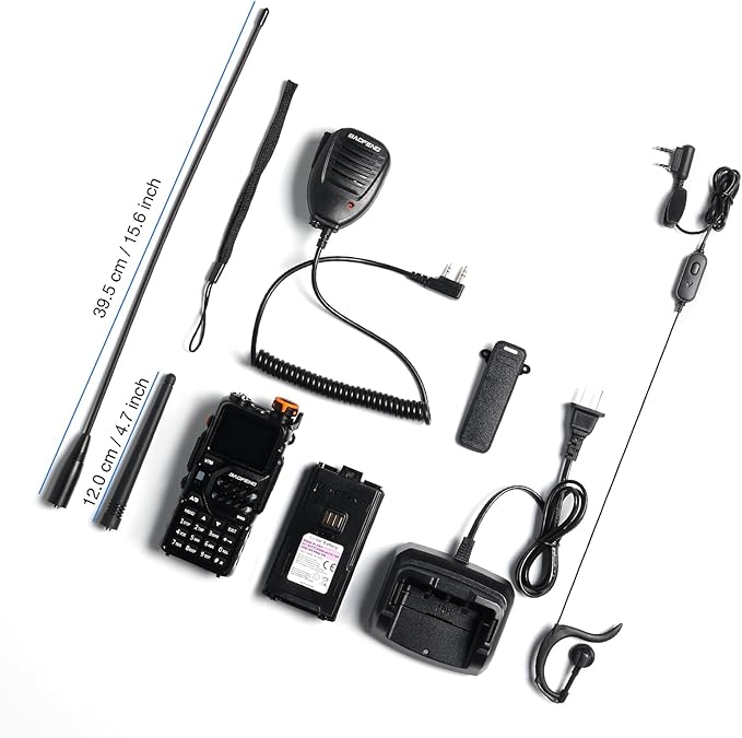 BAOFENG K5PLUS 10W Tri-Band Ham Radio Handheld, Long Range Walkie Talkies UHF VHF 1.25M Two Way Radio with FM Airband NOAA, 2500mAh Battery + USB-C Port, Speaker Mic, 999CH, Scramble, 2Packs