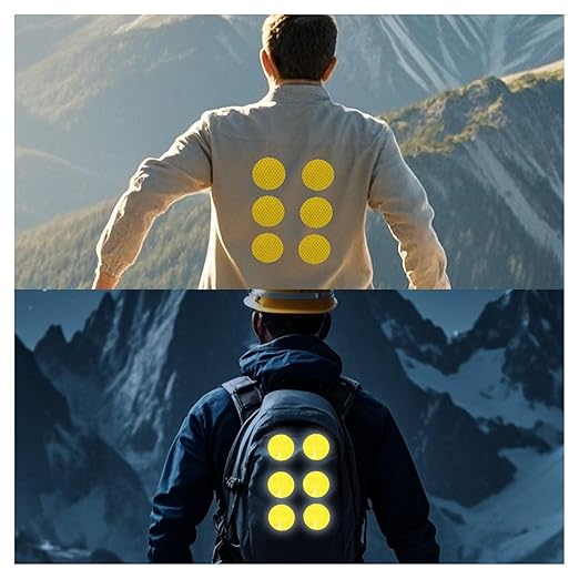 Non Fading Yellow Reflective Stickers 2-inch Diameter Round Reflector, Outdoor Waterproof High Visibility Warning Adhesive Tape (100 Pcs)