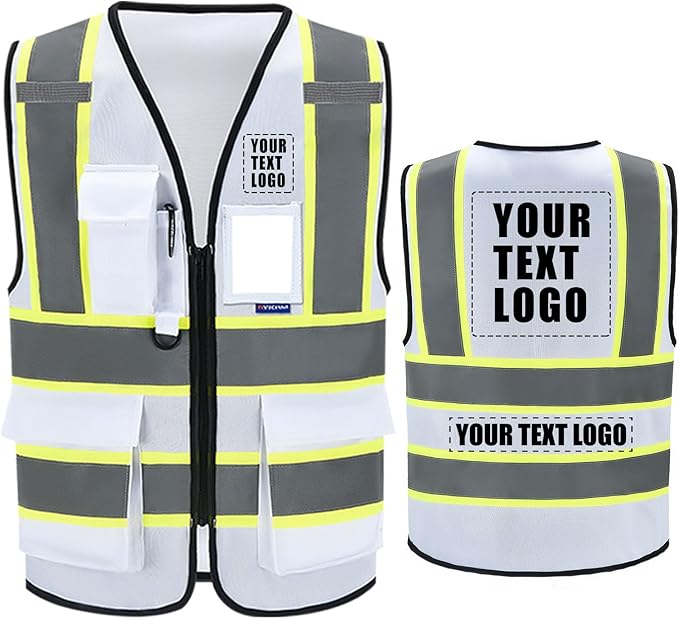 AYKRM Custom Logo Personalised Printed High Visibility Reflective 2 two tone work construction Safety Vest
