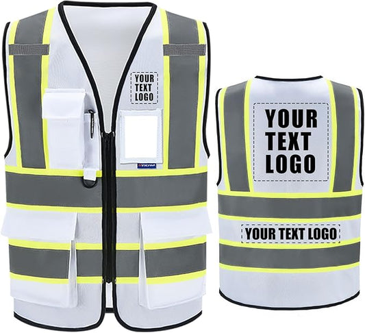 AYKRM Custom Logo Personalised Printed High Visibility Reflective 2 two tone work construction Safety Vest