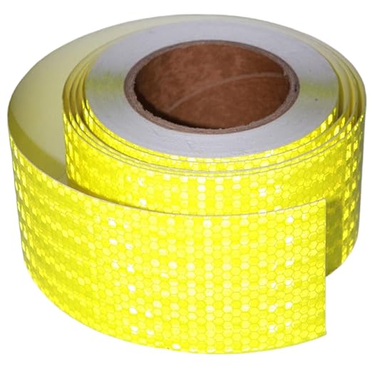 Fluorescent Yellow Reflective Tape Outdoor Waterproof 3 inch, High Visibility Hazard Conspicuity Safety Industrial Marking Tape (66 feet)