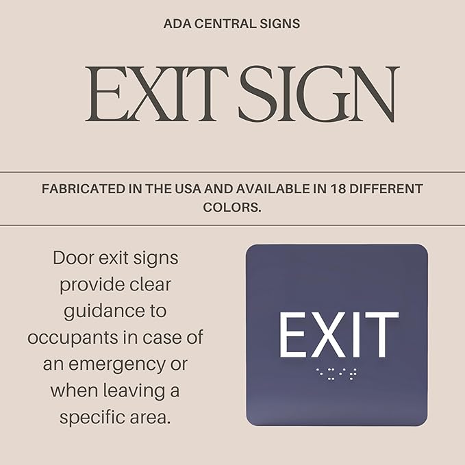6" X6" Exit Sign - ADA Compliant Tactile Graphics Grade 2 Braille Text Acrylic Wall Signs - Emergency Rescue Safety Door Sign for Schools, Offices, Businesses, and Restaurants