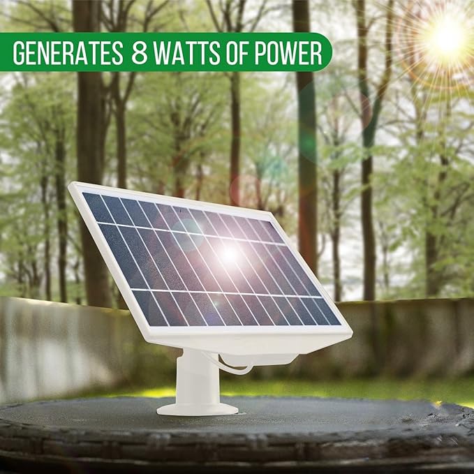 8W Solar Panel for Ring Stick Up Cam, Stick Up Cam Pro, Spotlight Cam Plus, Spotlight Cam Pro - White