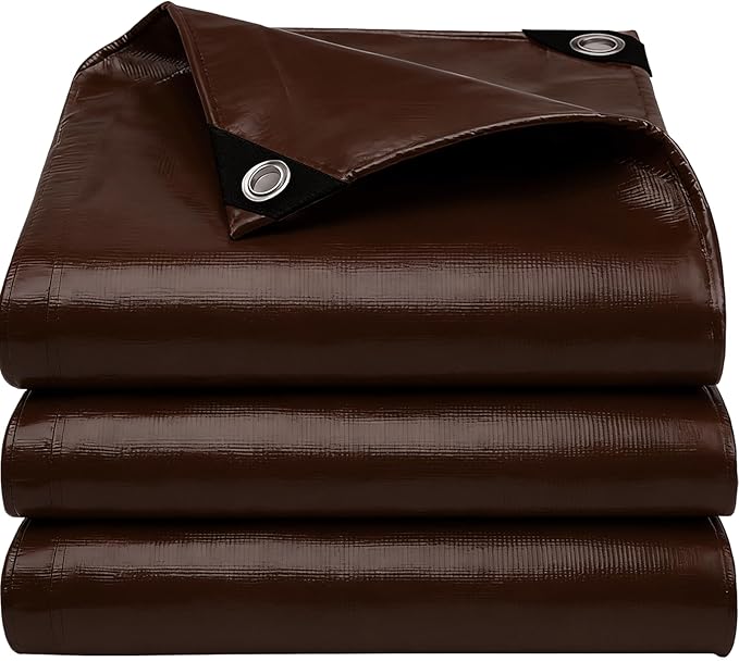 Tarps Heavy Duty Waterproof, 16 Mil Large Tarps with Grommets, UV Resistant and Tear&Fade Resistant, Brown Heavy Duty Tarps for Outdoors Patio Camping, 12 * 20FT