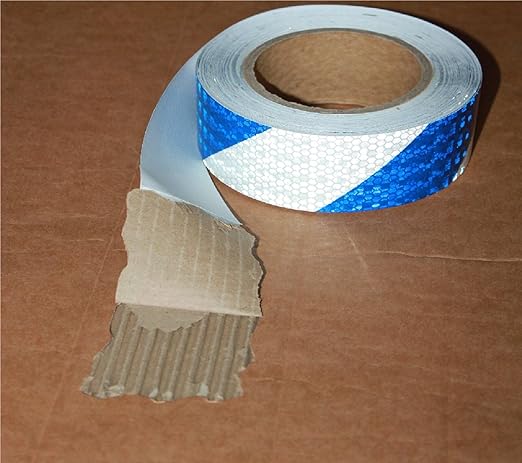 Reflective Tape Blue White 1 Inch x 68 Feet, Outdoor Waterproof Warning Reflector, Night Safety Stickers for Vehicles