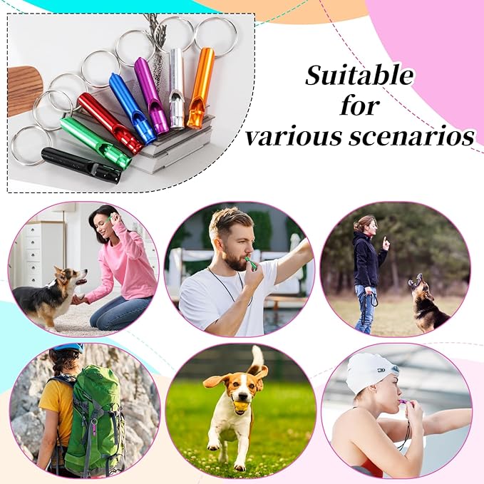 120 Pcs Bulk Emergency Whistles Aluminum Survival Whistle with Keychain 7 Colors Extra Loud Safety Whistle for Camping Hiking Hunting Fishing Boating Outdoor Sports