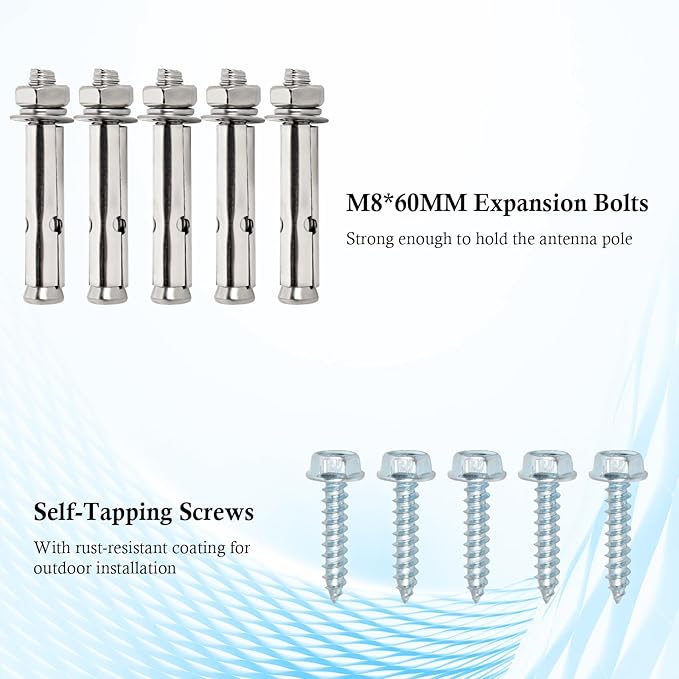 XRDS-RF Antenna Wall Mount 8 Inch Heavy-Duty Stand Off Wall Mast Mount Windproof Antenna Mounting Bracket for TV Antenna Mast ( 3-Leg + 2-Leg)
