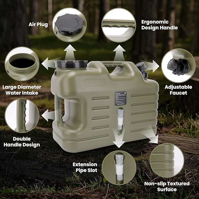 6.6 Gallon Camping Water Jug,Camping Water Container with Spigot,BPA Free, Large Capacity Water Tank,Leak-Proof Emergency Water Storage Containers for Outdoor Camping, Hiking, Picnic