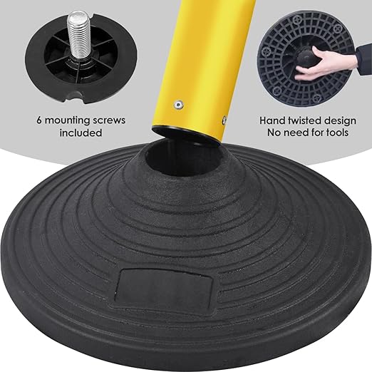 6 Pack Premium Crowd Control Stanchion Set, 40" H Delineator Post with 10' Feet Retractable Belt, Heavy-Duty Base, Safety Rope Barriers for Traffic Queue (Heavy Rubber Base, Yellow)