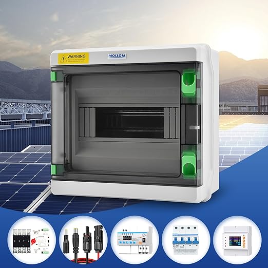 Mollom 12 Way HA Series Power Distribution Box with Bus Bars and Din Rail for Miniature Circuit Breaker MCB,Waterproof IP66,Solar Power Distribution Panel for Indoor and Outdoor Use