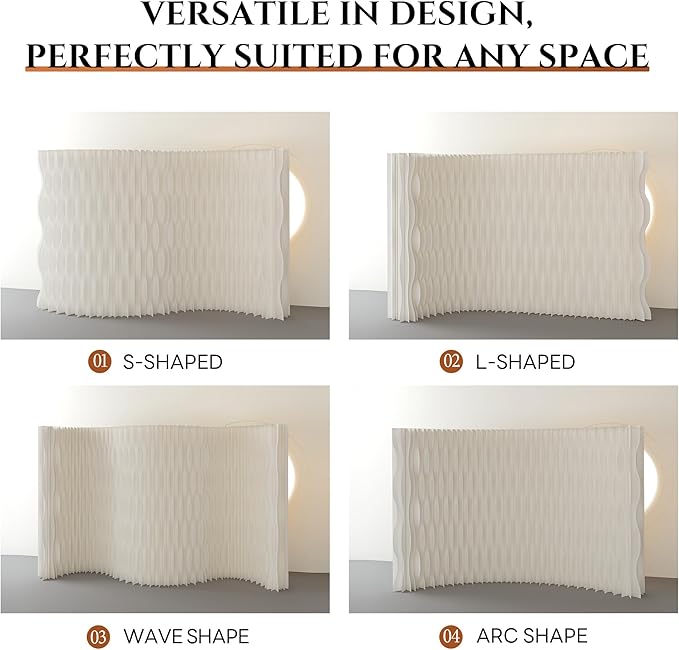 Foldable Room Divider Privacy Screens Movable Temporary Wall Space Partition, 5.25~9.19 FT Tall, 6.56~16.5 FT Width, Choice of Various Sizes and Styles