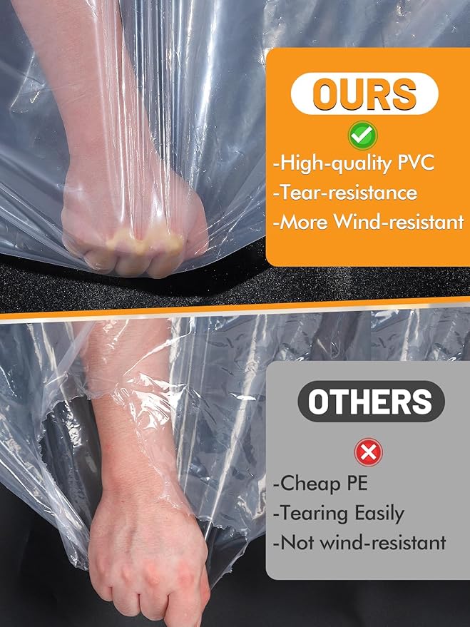 6.6x13 FT Clear Tarp Heavy Duty Waterproof for Patio Winterizing - 5 mil Anti-Tear Snowproof & Windproof Clear Plastic Tarps with Grommets for Winter Garden Patio Enclosure Chicken Coop