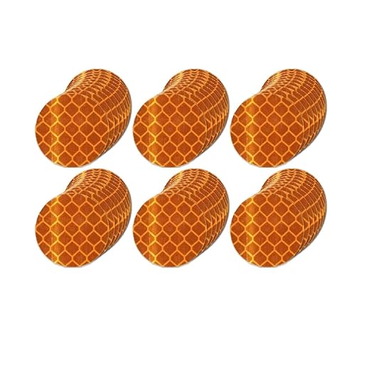 Orange Reflective Stickers 1-inch Diameter Round Reflector, Outdoor Waterproof High Visibility Warning Adhesive Tape (60 Pcs)