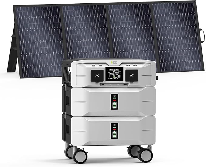 IEE SP5000 5000W Power Station & Solar Generator with 1×400W Panels Included,120/240V Dual Voltage,5120Wh EV-Grade LFP Batteries,3500W 1.6H Fast Charge,APP Control & EPS Switch for Home Backup.