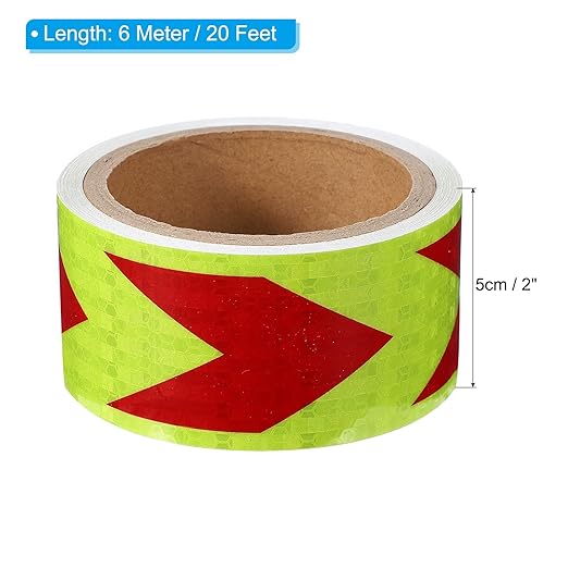 PATIKIL Reflective Tape, 2 Inch x 20 ft Waterproof Self Adhesive High Visibility Safety Warning Arrow Tape Outdoor Reflectors for Trucks Trailers Cars, Yellow Red
