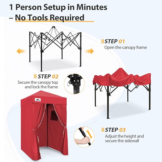 EAGLE PEAK EAGLE PEAK Flex Ultra Compact Pop-up Canopy, Sun Shelter, Changing Room, Portable Privacy Canopy Cabana, 4x4ft Canopy Tent, for Pool, Fashion Photoshoots, or Camping, Red