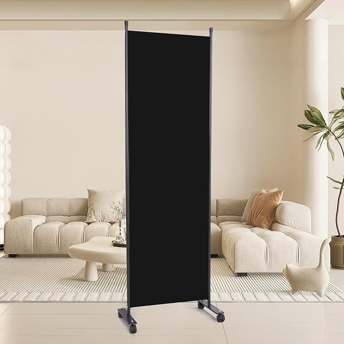 Room Divider 22''W Wall Divider for Room Partition (Heavy Duty Base) 1 Panel Partition Room Dividers, Freestanding Room Divider Screen Separation W/Wheels Folding Privacy Screen Panel Space Separator