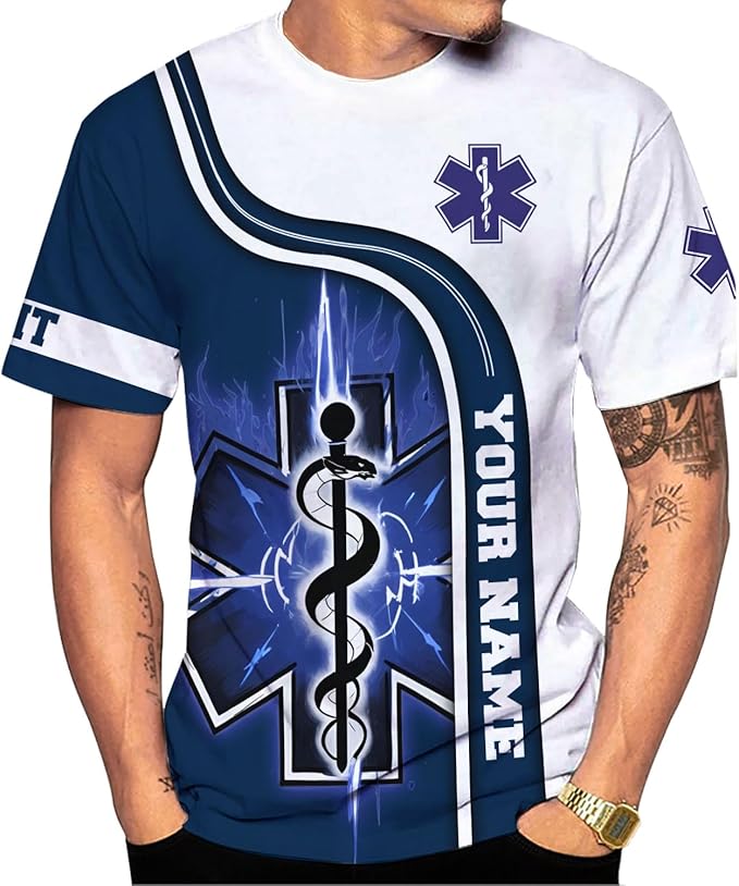 Personalized EMT 3D Shirt, EMT 3D Hoodie, 3D EMS Hoodies for Men, Medical Uniforms EMS Shirt, Emergency Medical Service Shirt