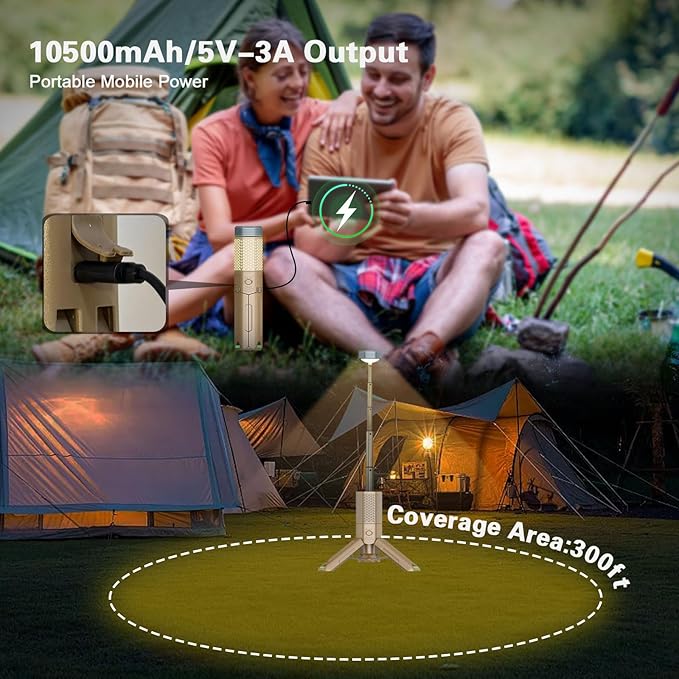 Telescopic Camping Lights Rechargeable Collapsible 10500 mAh LED Caming Lanterns with Stand, IPX7 Waterproof Flashlights with Magnetic Base, Portable Work Light Camping Lamp for Camping, Emergency Use