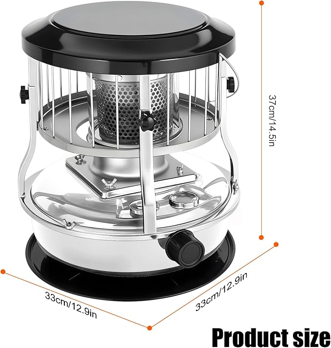 Indoor & Outdoor Kerosene Heater, Radiant Heating, Portable Non-Electric 9000 BTU Kerosene Stove for Camping, Hunting, Cooking (White)