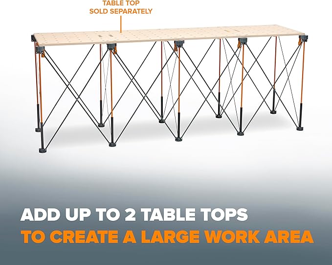 BORA Centipede CT10 36 inch Tall Portable Folding Workbench with Carry Strap, Collapsible Workstand, Construction Table, Support, Sawhorse, 2Ft X 8Ft, 36 inch Work Height, 2,500lb Weight Capacity