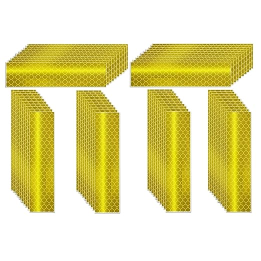 Yellow Reflective Stickers 1 inch X 4 inch, Outdoor Waterproof High Visibility Warning Safety Adhesive Reflector Tape (60 Pcs)