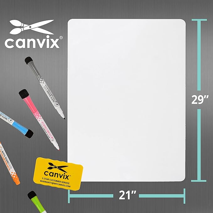 Magnetic Dry Erase Whiteboard for Refrigerator – Magnetized, Removable, Residue-Free Art and Memo Board for Family, Kids, Home, and Office – Magnetic Markers & Eraser Included (29 x 21 Inches)