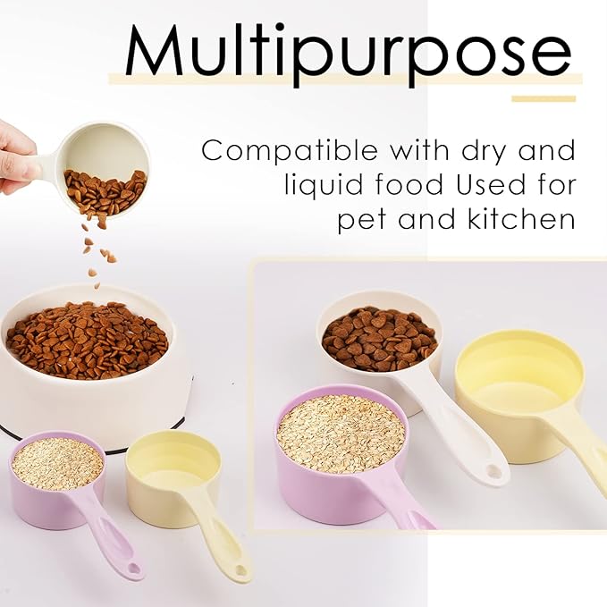 SUPERDESIGN 1/2 Cup Dog Food Scoop for Container Melamine Measuring Scoop for Dogs Cats Birds and Rabbits Pet Food Feeding Scoop Dishwasher Safe - White