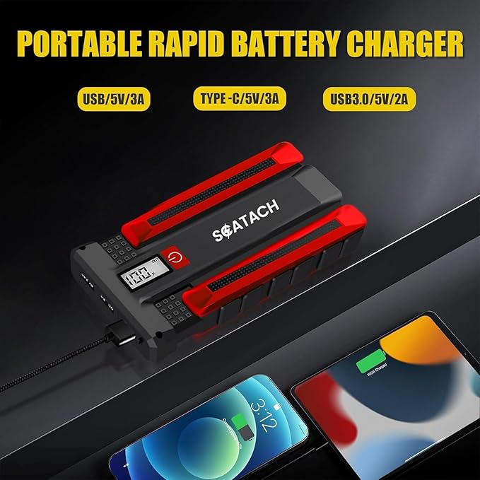 3500A Jump Starter,12V Car Jumper Starter (up to 10.0L Gasoline and 8.0L Diesel Engine),12V Portable Jump Box with Jumper Cables, LED Display, 3 Modes Flashlight