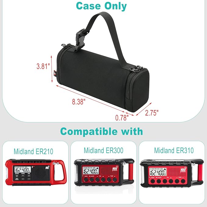 TXEsign Carrying Bag Storage Case Compatible with Midland ER210/ER310/ER300 Emergency Crank Weather AM/FM Radio, Protective Bag Emergency Radio Organizer Container Pouch (Case Only)