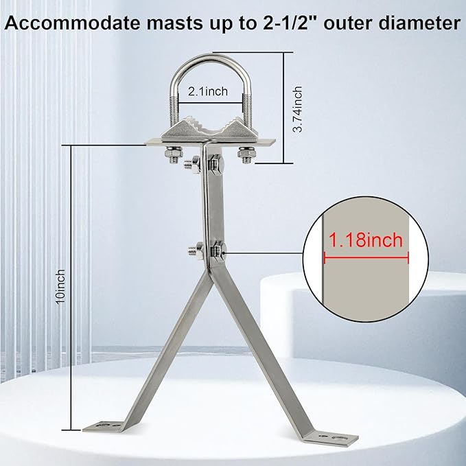 XRDS-RF Antenna Wall Mount 10 Inch Heavy-Duty Stand Off Wall Mast Mount Windproof Mounting Bracket for TV Mast (2-Leg + 2-Leg)