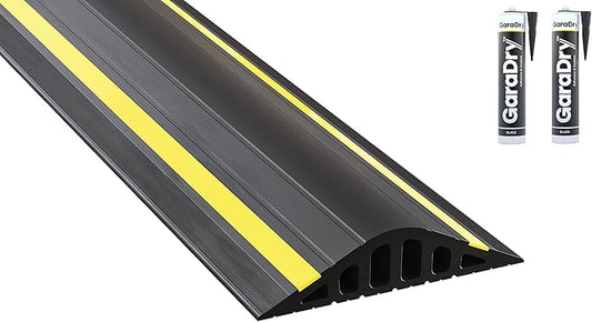 1 ½" High Garage Door Flood Barrier Threshold Kit (10'3") | Flexible PVC | Complete Kit Includes 2 Adhesives | GaraDry