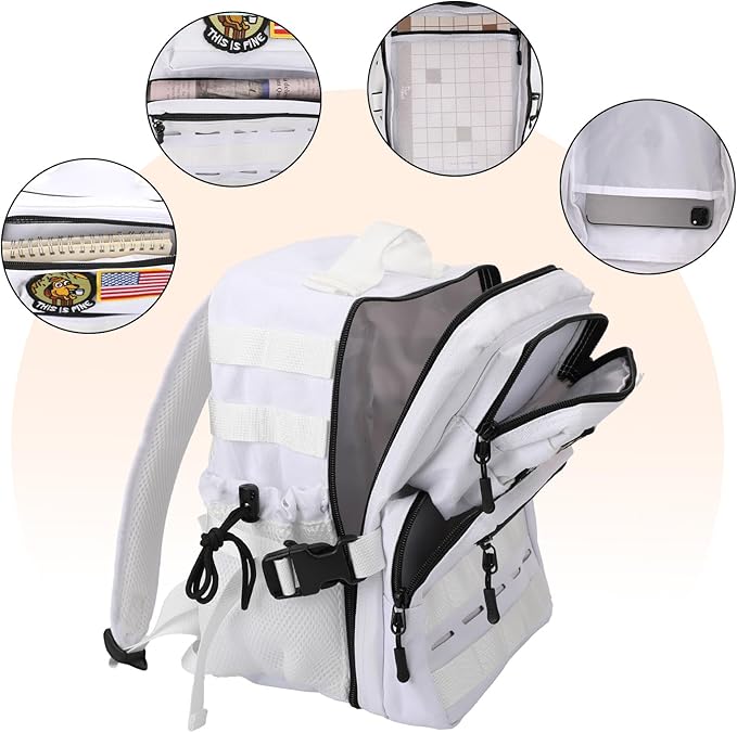 9L Mini Tactical Backpack for Men Women,Small Military Tactical Backpack for Gym,Hiking,Camping,Cycling (White)
