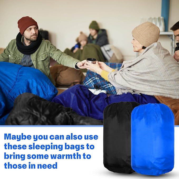 Macarrie 6 Pack Bulk Sleeping Bags for Homeless Donation, 0 Degree Waterproof Sleeping Bags with Compression Sack for Adults Winter Cold Weather Care Camping Hiking Emergency