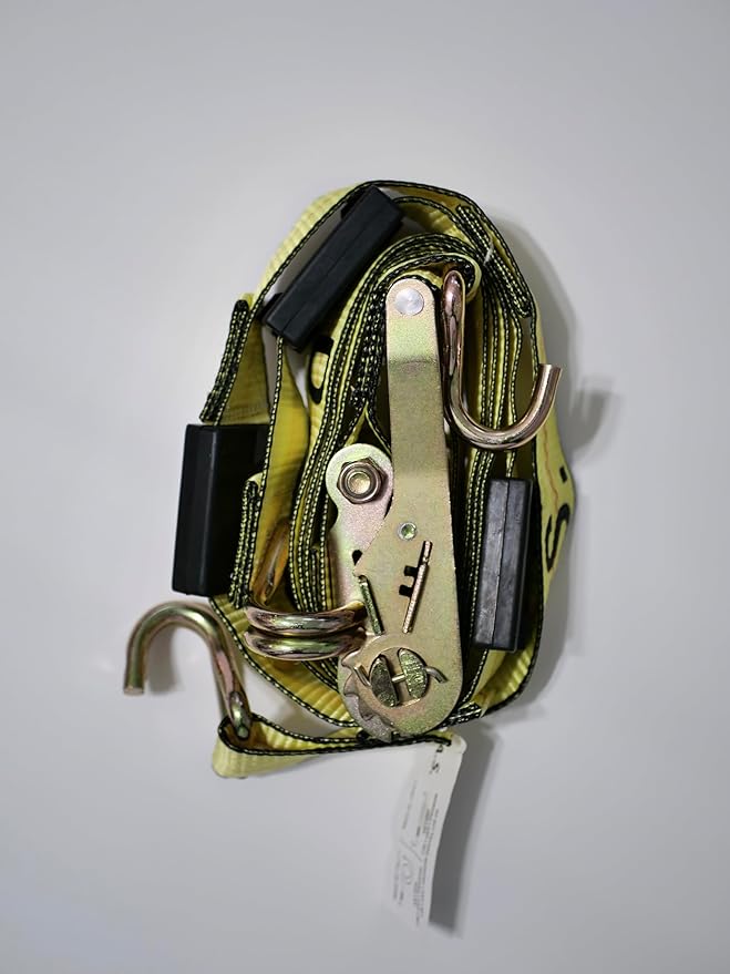 D.A.S. Car Hauler Straps - 3333lb Load Limit, Set of 4 Wheel Tie Down Straps for Car, Truck, and UTV Transport, Secure Car Tie Dow, Three Cleat Design | Yellow Color