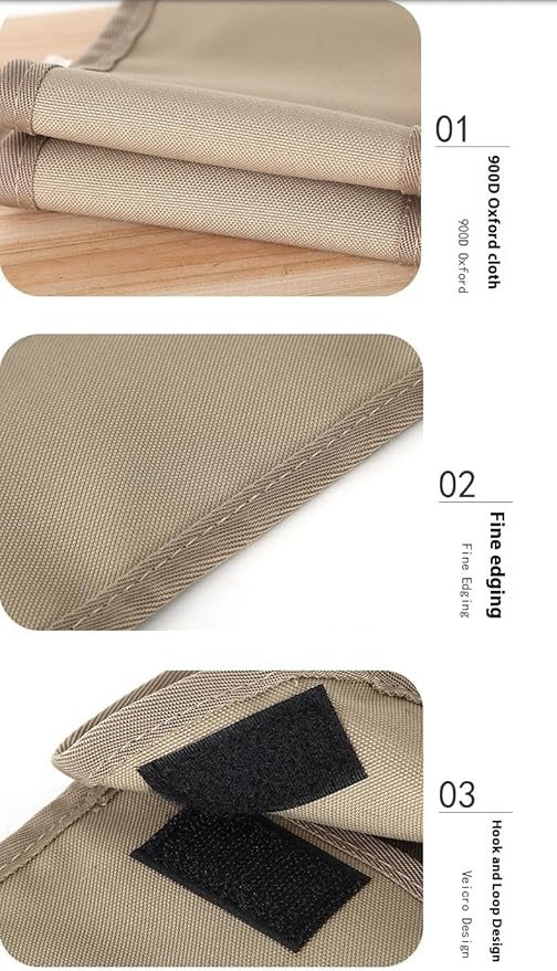 Tent Stake Bag - Waterproof Ground Nail Storage Pouch | Canvas Tent Pegs Organizer | 900D Oxford Fabric | Multi-Size Outdoor Camping Gear (khaki,L)