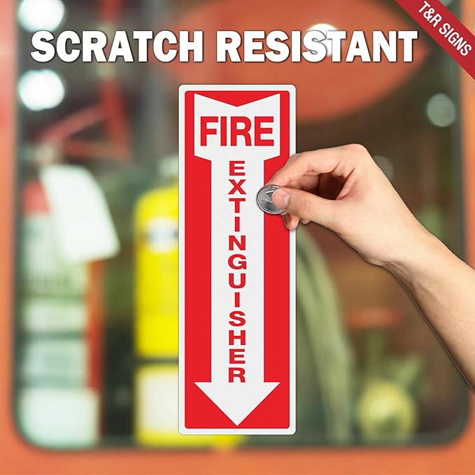 T&R Fire Extinguisher Inside Sign Stickers - 24 Pack - 12x4 inches Reflective Label, UV resistant, waterproof, fade and scratch resistant, suitable for indoor and outdoor