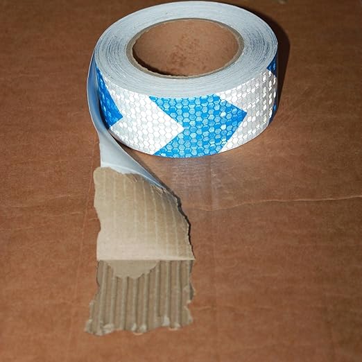 Reflective Tape Blue and White 2 inch Wide for Cars, Outdoor Waterproof High Visibility Safety Warning Adhesive Strips (166 feet)