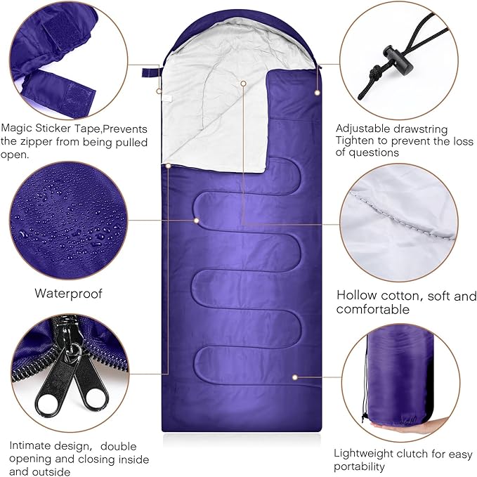 Tranqun 30 Pcs Bulk Sleeping Bags for Homeless Adults, Cold Weather Camping Sleeping Bag Liner with Winter Beanies and Gloves, Waterproof Lightweight for Backpacking Emergency Supplies