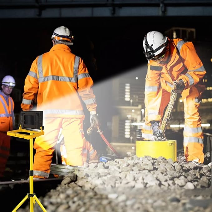 60W 6000LM LED Work Light with Stand, 13ft Cord & Magnetic Base, IP66 Waterproof Portable Flood Light, 3 Modes with Memory, Hook for Workshop, Construction, Outdoor