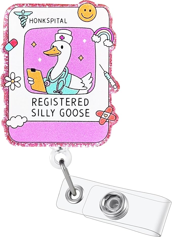 Registered Silly Goose Badge Reel with Alligator Clip Funny ID Badge Holders Cute RN LPN CNA MA PCT Badge Buddy Nursing Medical Students Nurse Accessories for Work