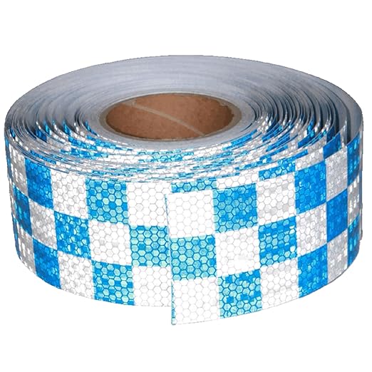 Reflective Tape Blue White 3 inch Wide for Automobile, Outdoor Waterproof High Visibility Safety Warning Adhesive Strips (166 feet)