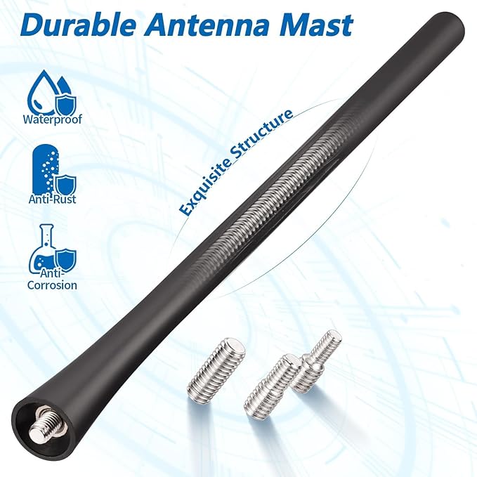 Car Antenna Replacement, 7 inch Roof Mounted Waterproof Rubber Short Antenna Mast Flexible Universal AM FM Car Radio Antennas for Cars Trucks SUVs