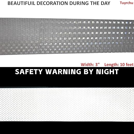 Industrial Non Fading Reflective Tape White Outdoor Waterproof 3 inch, High Visibility Safety Warning Adhesive Stickers (10 feet)