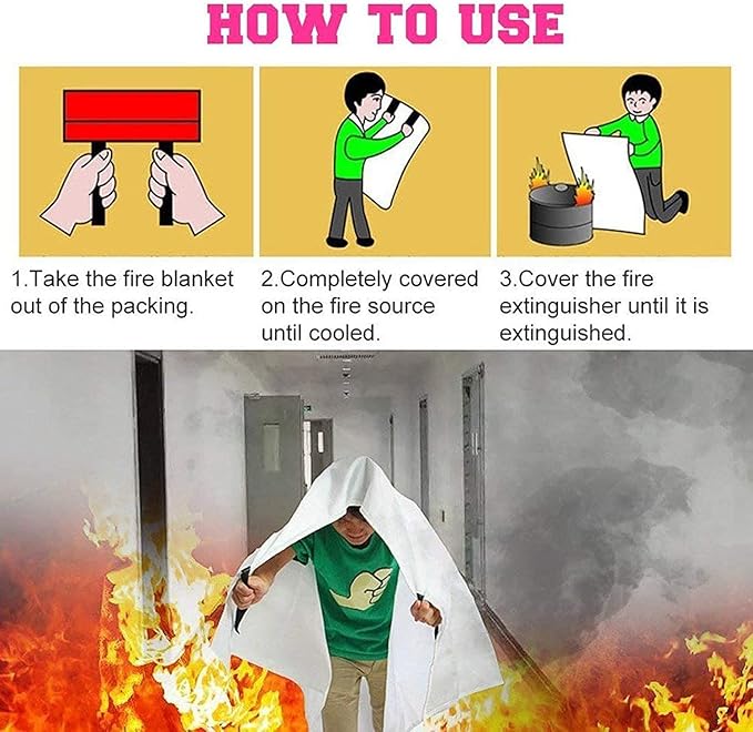 TONYKO Emergency Fire Blankets, Flame Retardant Protection and Heat Insulation Designed for Kitchen,Fireplace,Grill,Car,Camping