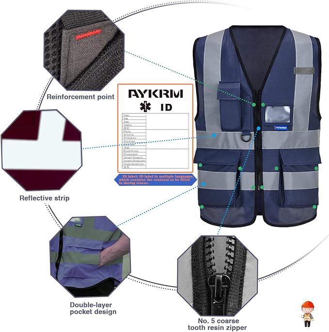 A-SAFETY XSmall navy reflective vest