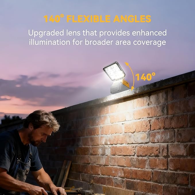 T-SUN Rechargeable LED Work Light, Portable Work Light Compatible with Dewalt 20V Battery, Cordless Flashlight Flood Light 52W 5200LM with USB &Type C Charger Port for Workshop, Garage Repair (2 Pack)