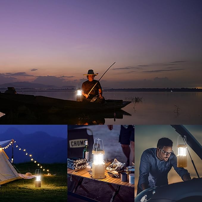 3000mAh Large Capacity Hand Crank Solar Camping Lantern, Portable Ultra Bright LED Torch, 23-26 Hours Running Time, USB Charger, Electronic Lantern for Outdoor